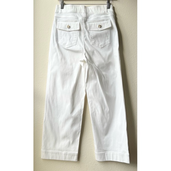 Spanx 20312R Stretch Twill Cropped Wide Leg Khaki pull on ankle Pants White Sz M - Picture 9 of 16